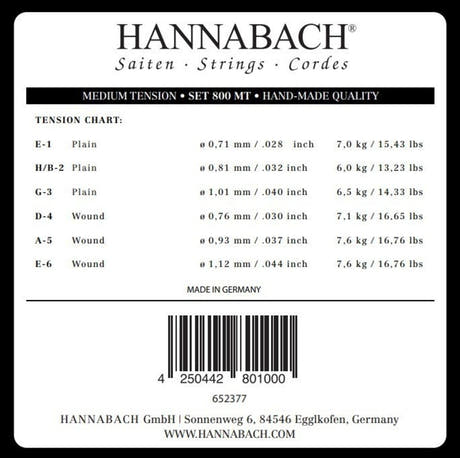Hannabach 800 diskantset E1, H/B2 och G3, medium tension
