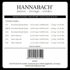 Hannabach 815 diskantset E1, H/B2 och G3, medium spänning