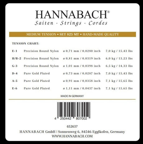 Hannabach 825 H/B2 diskantsträng till klassisk gitarr, medium tension