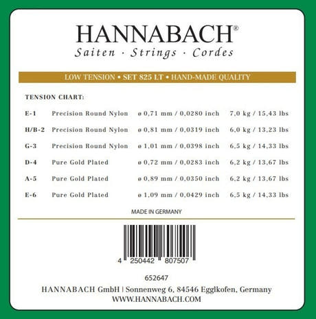 Hannabach 825 D4 bassträng för klassiska gitarrer, low tension