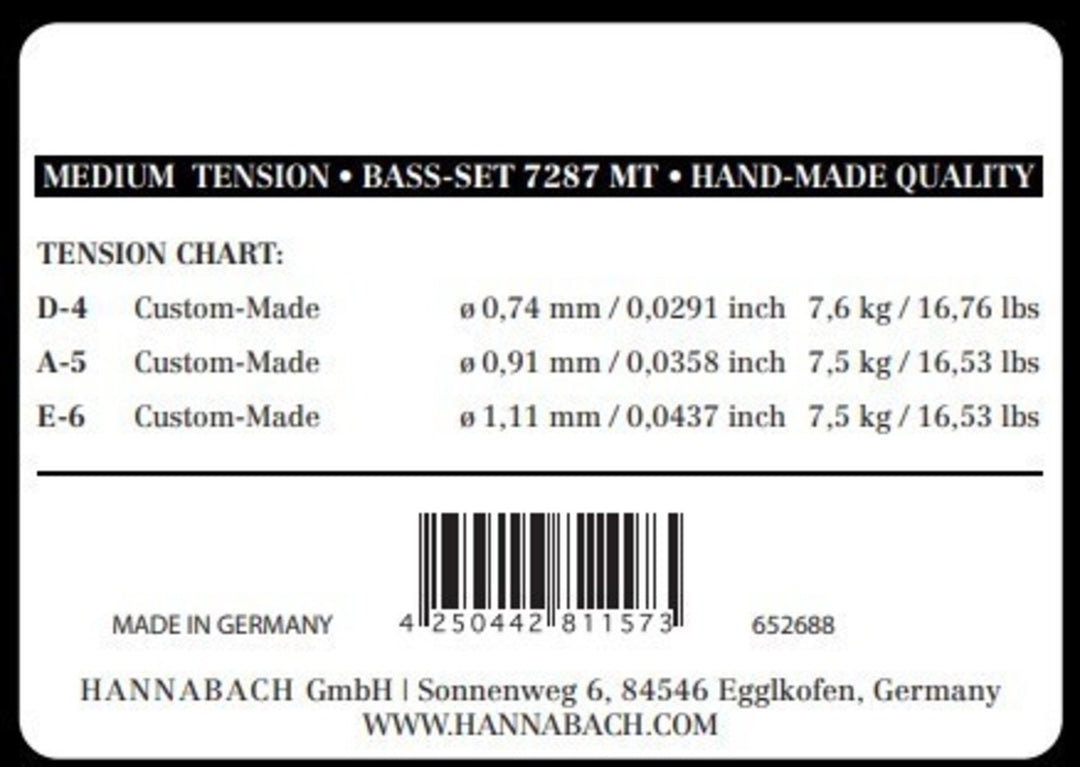 Hannabach strängar för klassisk gitarr Series 728 Medium Tension Custom Made - 3-pack bassträngar medium (7287MT)