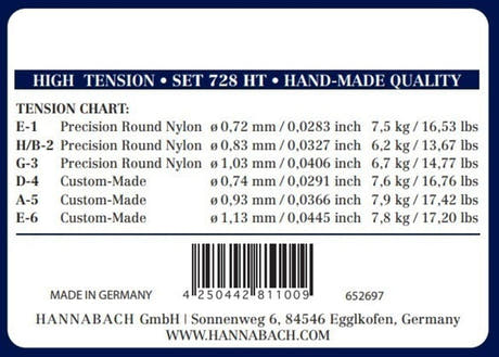 Hannabach 728 Custom Made diskantset till klassisk gitarr, high tension