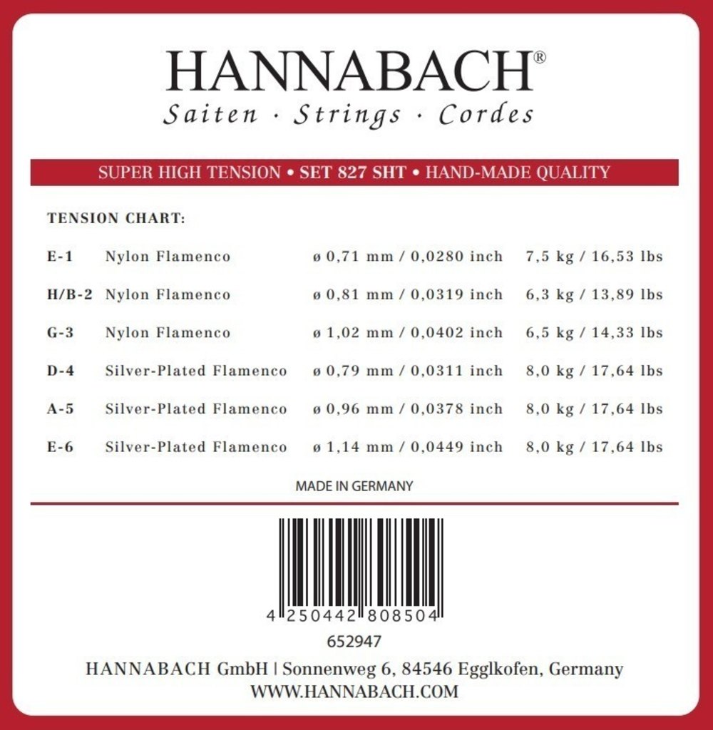 Hannabach 827 D4 bassträng för flamencogitarr, superhög spänning