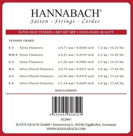 Hannabach 827 G3 diskantsträng för flamencogitarr, super high tension