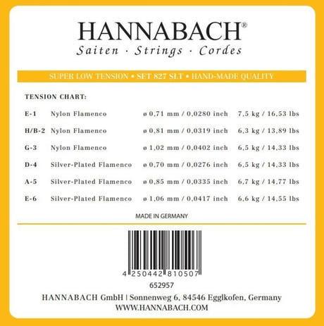 Hannabach 827 diskantset E1, H/B2 och G3, super low tension