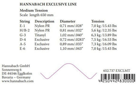 Hannabach Exclusive G3 diskantsträng, klassiska gitarrer, medium tension