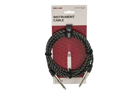 GEWA Pro Line instrumentkabel 3 m, svartvit tweed, rak teleplugg