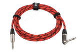 GEWA Pro Line instrumentkabel 3 m, svart-röd tweed, vinklad jack