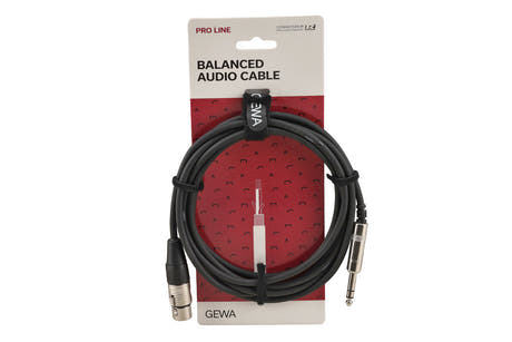 GEWA Pro Line balanserad kabel 3 m, stereo-jack till XLR-hona