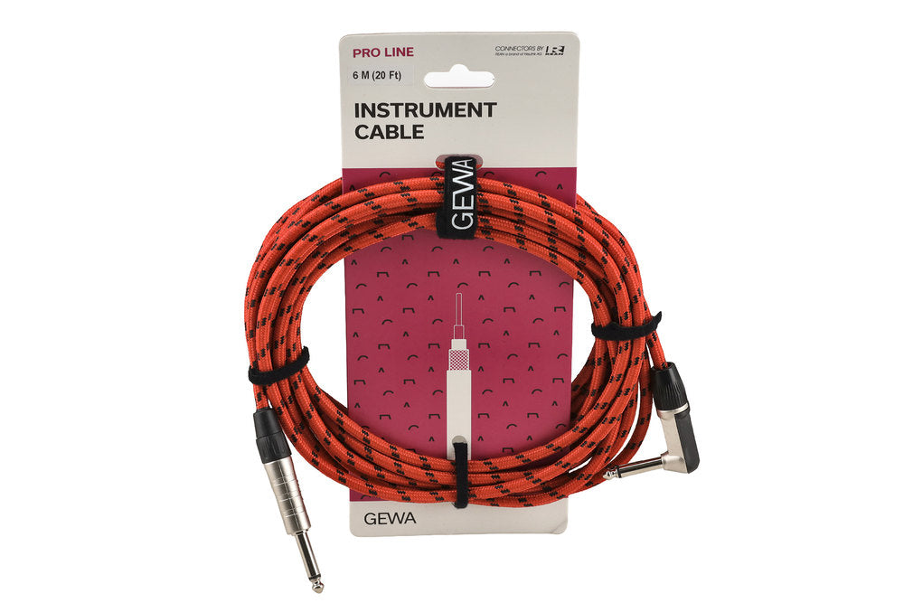 GEWA Pro Line instrumentkabel 6 m, rak och vinklad jack