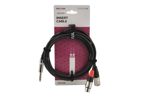 GEWA Pro Line insert-kabel 3 m, stereo-jack till XLR-hane och XLR-hona