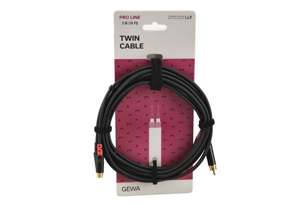 GEWA Pro Line dubbelkabel 3 m, cinch-förlängning