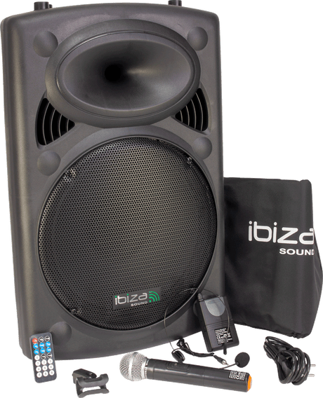 Ibiza bärbar högtalare med 15" bas (svart, 800W)