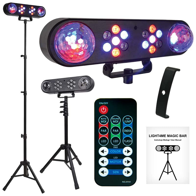 LIGHT4ME MAGIC BAR diskokulleeffekt LED PAR + stativ + fjärrkontroll