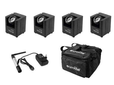 EUROLITE Set 4x AKKU UP-1 + SB-4 mjuk väska + QuickDMX trådlös sändare