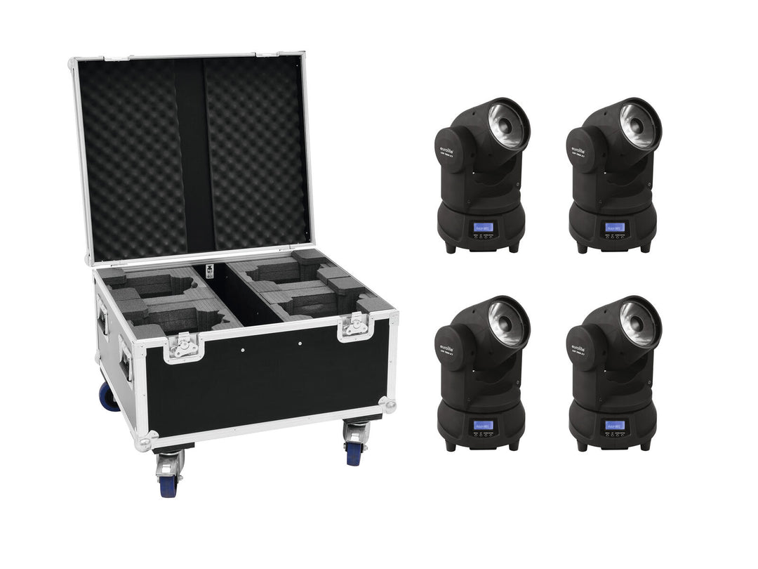 EUROLITE Set 4x LED TMH-X1 Movingheads Beam + Case