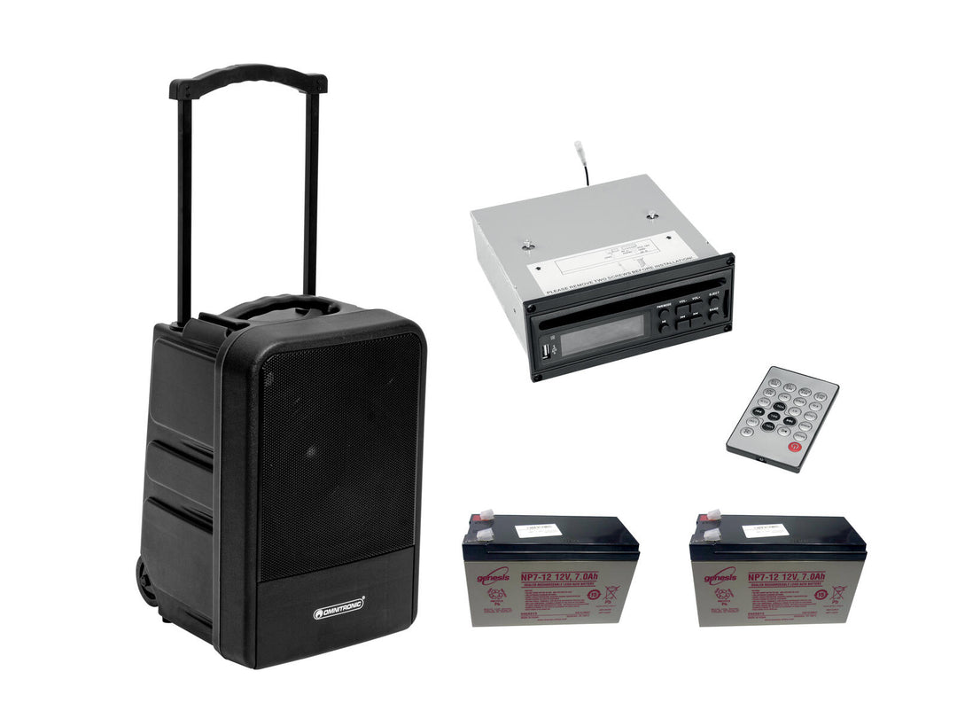 OMNITRONIC Set MOM-10BT4 Modulärt trådlöst PA-system + CD-spelare med USB&SD + 2x batteri