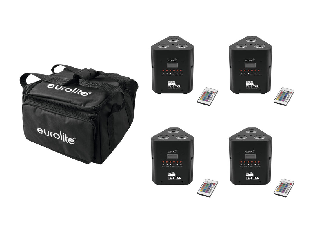 EUROLITE Set med 4x AKKU TL-3 QuickDMX + Soft Bag