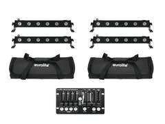EUROLITE set med 4x LED BAR-6 QCL RGBW + 2x mjuk väska + controller