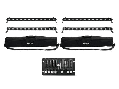 EUROLITE Set 4x LED BAR-12 QCL RGBW + 2x Soft Bag + Controller