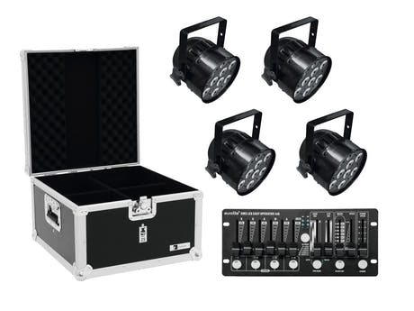 EUROLITE Set 4x LED PAR-56 HCL bk + fodral + styrenhet