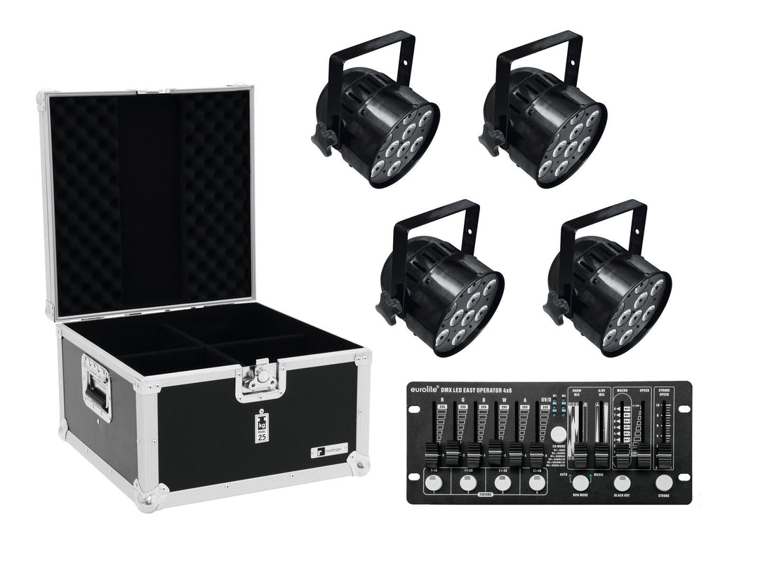 EUROLITE Set 4x LED PAR-56 HCL bk + fodral + styrenhet