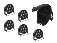 EUROLITE Set med 5x LED SLS-7 HCL Spot + mjuk väska