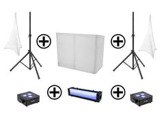 EUROLITE Set AKKU 2x Flat light 3 bk + Bar-6 + stativ