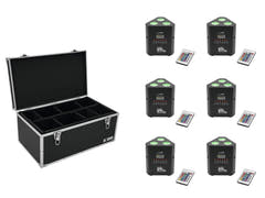 EUROLITE Set 6x AKKU TL-3 TCL Trusslight QuickDMX + fodral TDV-1