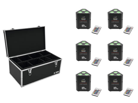 EUROLITE Set 6x AKKU TL-3 TCL Trusslight QuickDMX + fodral TDV-1