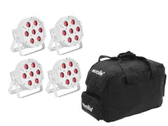 EUROLITE Set 4x LED SLS-7 HCL Spot vit + mjukväska