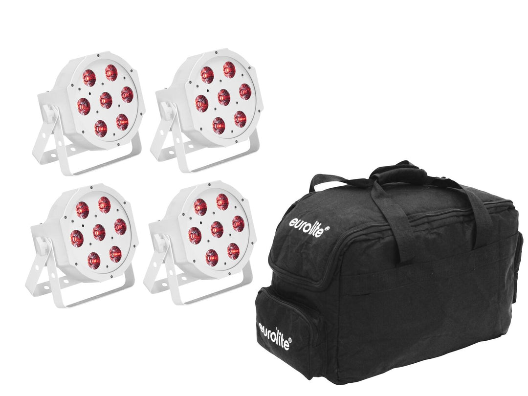 EUROLITE Set 4x LED SLS-7 HCL Spot vit + mjukväska