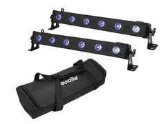 EUROLITE Set 2x LED BAR-6 QCL RGB+UV Bar + mjukväska