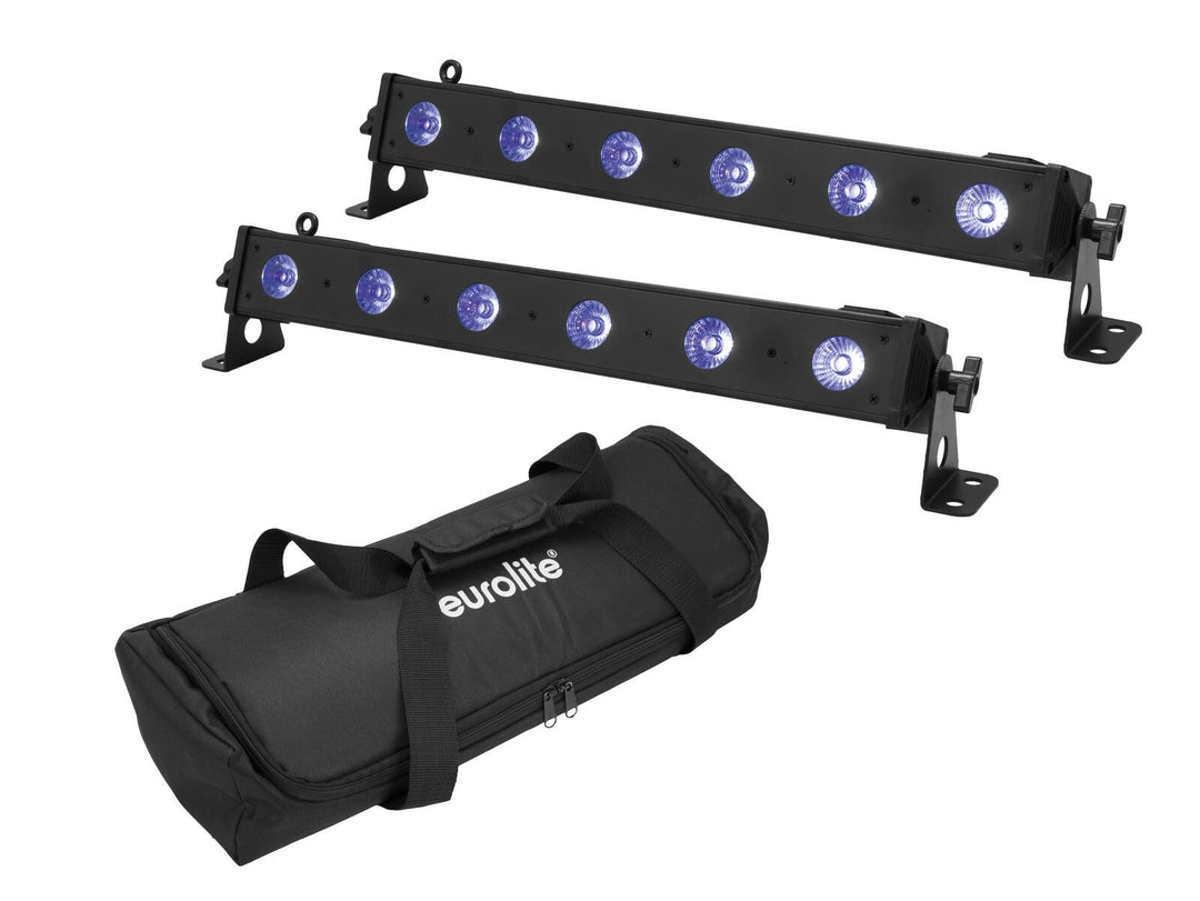 EUROLITE Set 2x LED BAR-6 QCL RGB+UV Bar + mjukväska