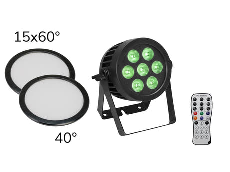 EUROLITE Set LED IP PAR 7x9W SCL Spot + 2x diffusoröverdrag (15x60° och 40°)