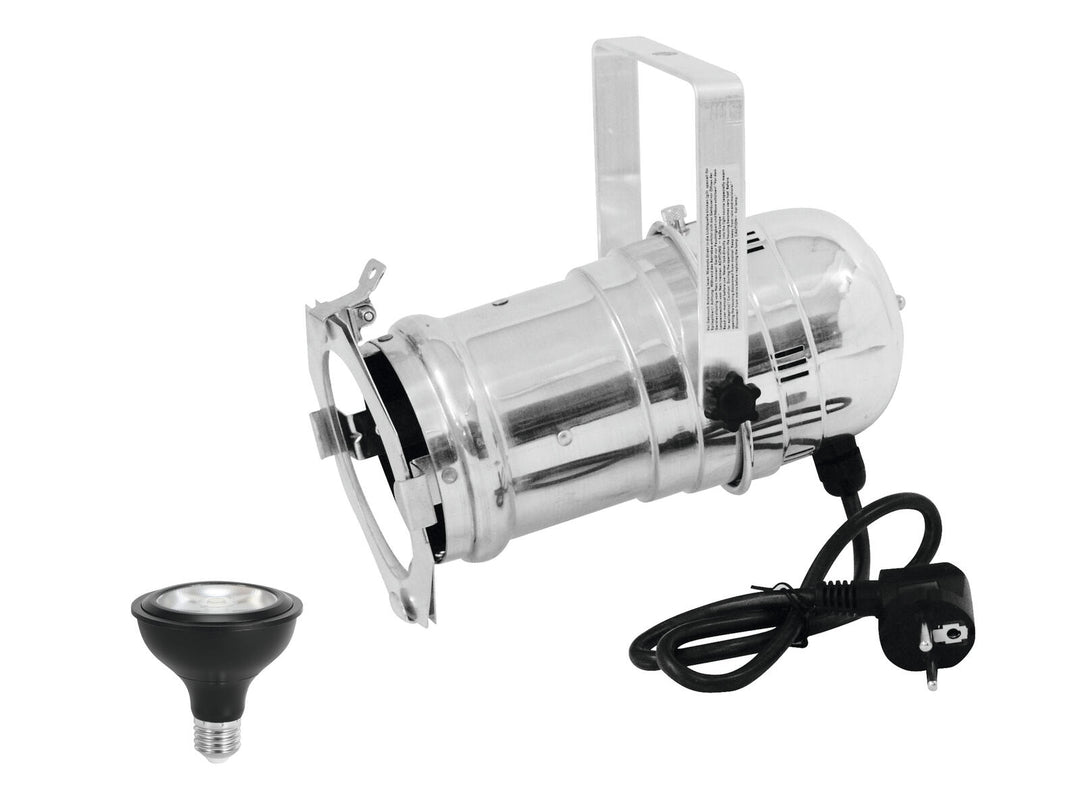 EUROLITE Set PAR-30 Spot silver + PAR-30 230V COB 12W E-27 LED 1800-3000K dim2warm