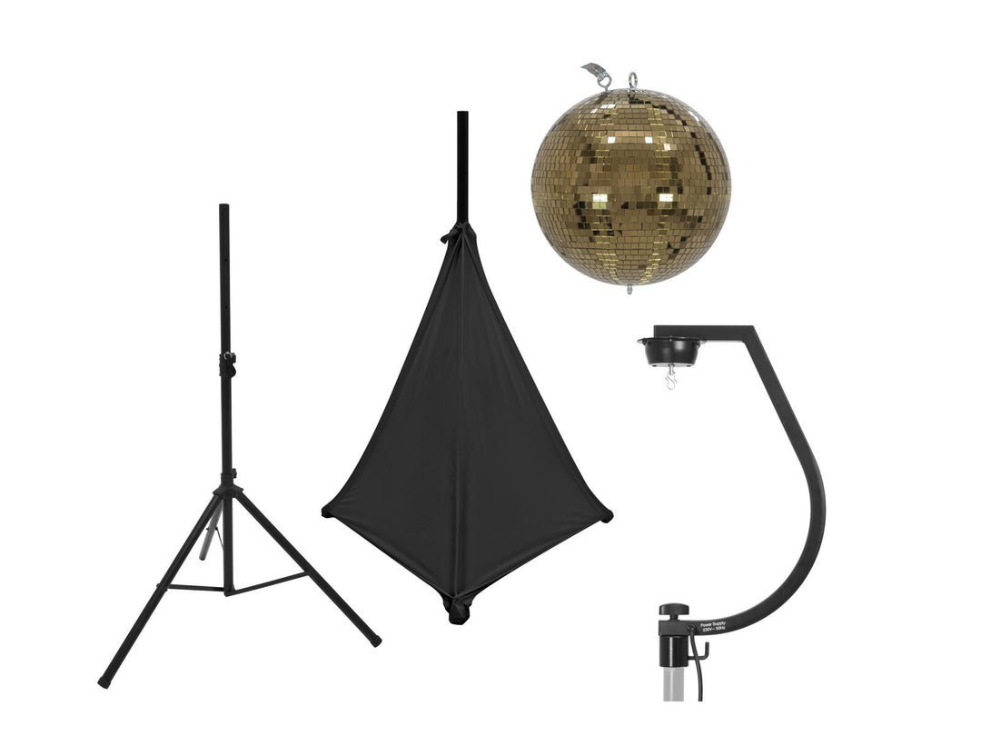 EUROLITE Set spegelkula 30cm guld med stativ och svart cover för stativ