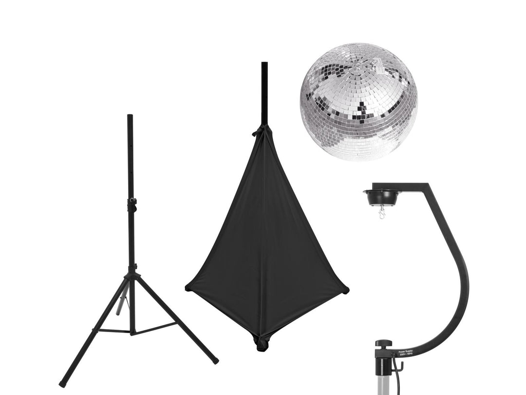 EUROLITE Set spegelkula 30cm med stativ och svart cover för stativ