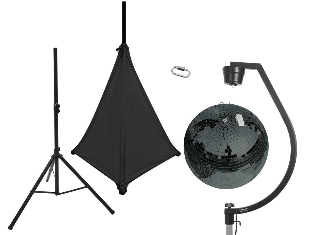 EUROLITE Set spegelkula 50cm svart med stativ och svart cover för stativ
