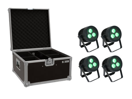 EUROLITE Set 4x LED IP PAR 3x8W QCL Spot + fodral