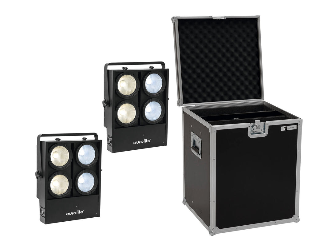 EUROLITE Set med 2x Audience Blinder 4x100W LED COB CW/WW + case