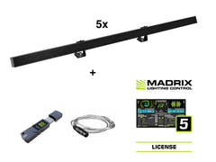 EUROLITE Set 5x LED PR-100/32 Pixel DMX Rail svart + Madrix Software