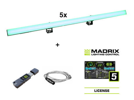 EUROLITE Set 5x LED PR-100/32 Pixel DMX-skena + Madrix Software