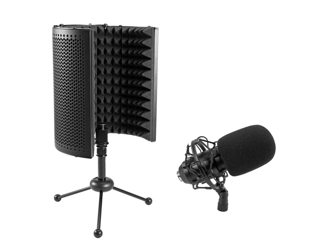 OMNITRONIC Set MIC CM-78MK2 Kondensatormikrofon med stor membranyta + AS-04 Absorbersystem för skrivbordsmikrofon