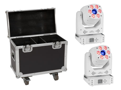EUROLITE Set 2x LED TMH-H90 Hybrid Movingheads Spot/Wash COB wh + Case
