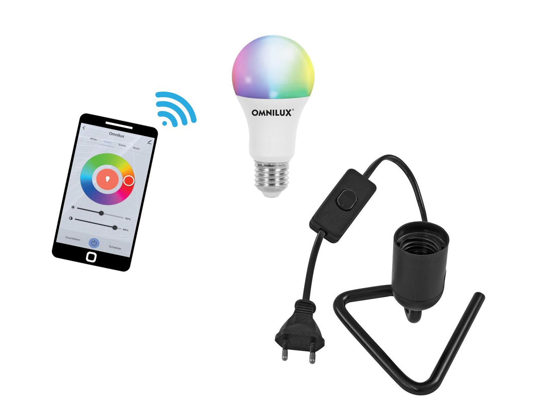 EUROLITE set LED E27 RGB/WW/CW WiFi + triangulär bas Black