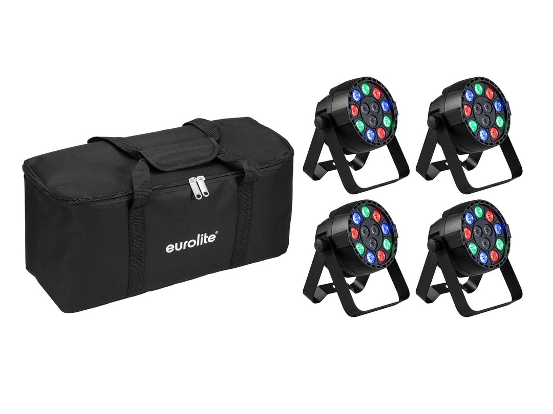 EUROLITE Set 4x AKKU Mini PARty RGBW Spot MK2 + mjuk väska