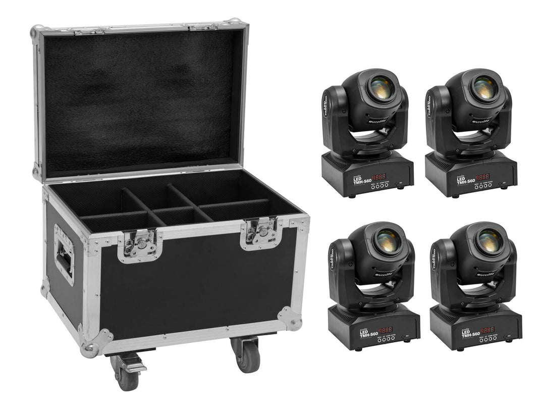 EUROLITE Set 4x LED TMH-S60 Movingheads-Spot + Case