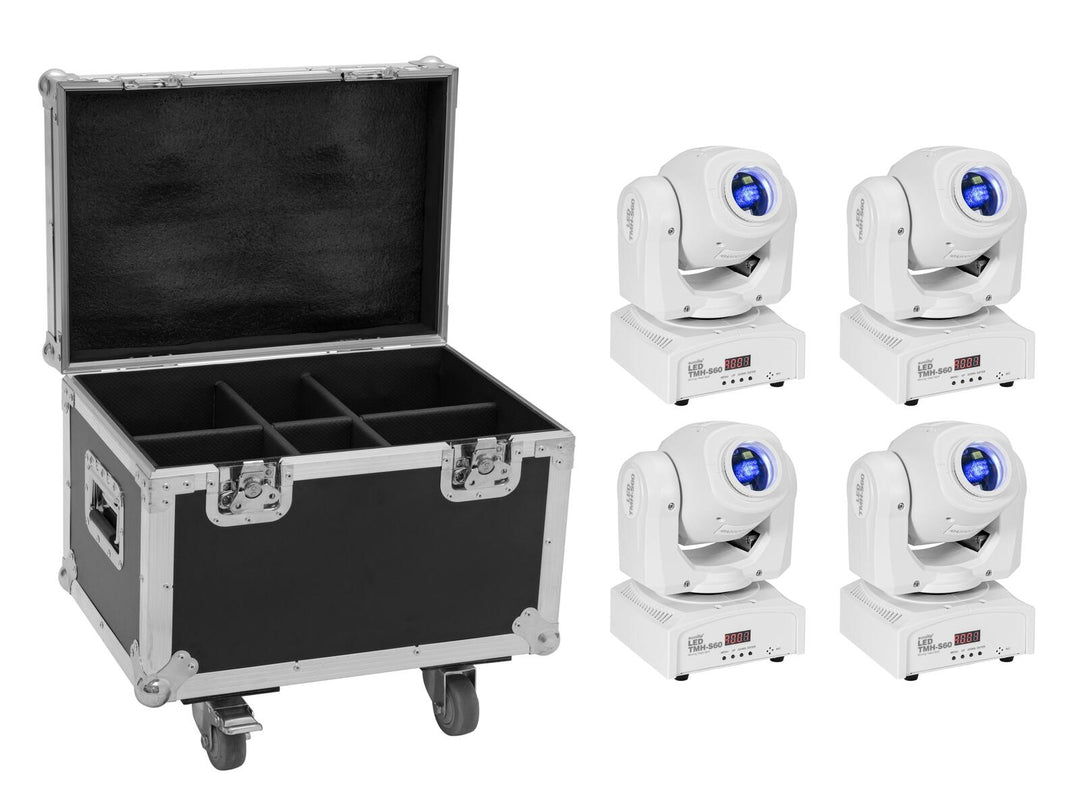 EUROLITE Set 4x LED TMH-S60 Movingheads Spot wh + Case