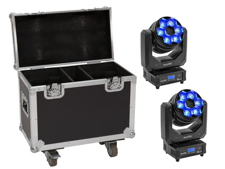 EUROLITE Set 2x LED TMH-H240 stråle/Wash/blomster Effect + case